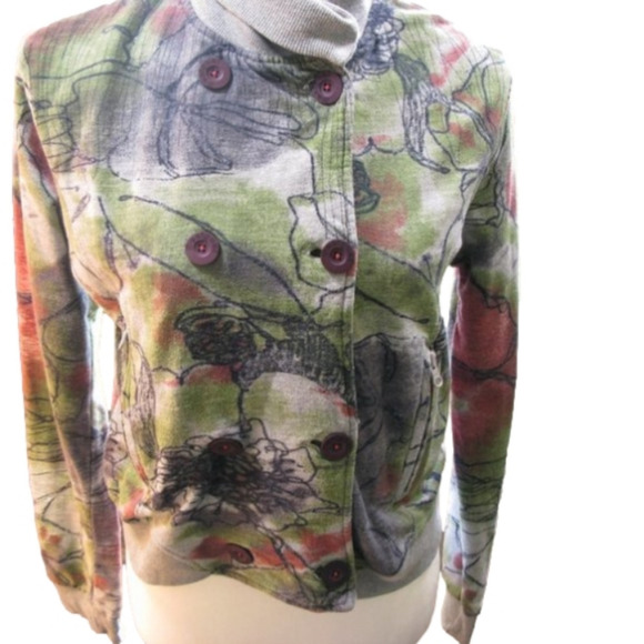 Desigual Abstract Floral Button Front Blazer Size Large - Picture 3 of 9